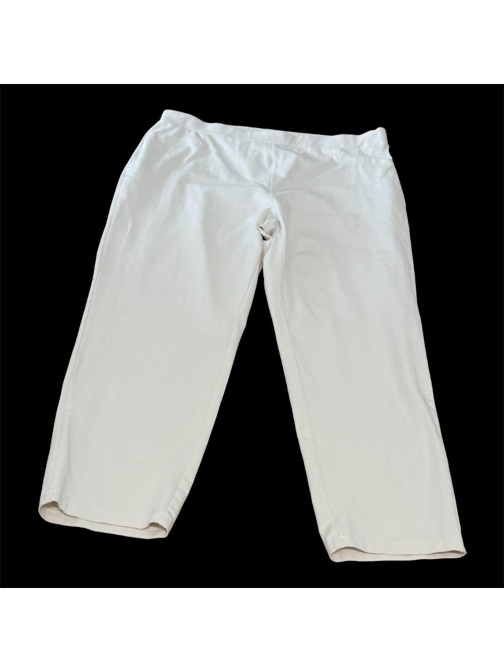 Susan Graver Weekend Stretch Off White Ivory Pants Plus Size 1X Cotton Clean